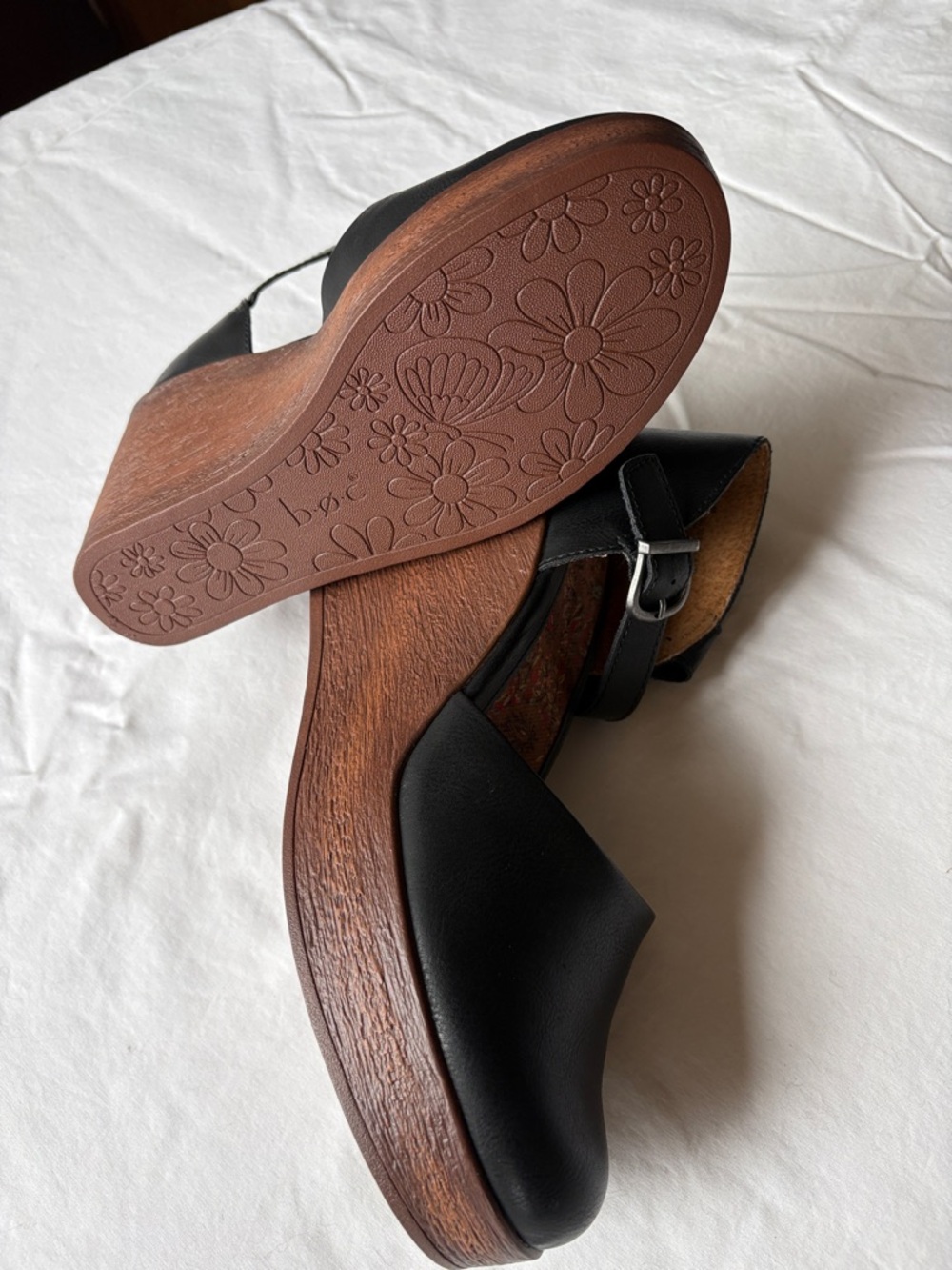 Born BOC ALYSON Black Strap Mary Jane Wedge Heels - Picture 3 of 7